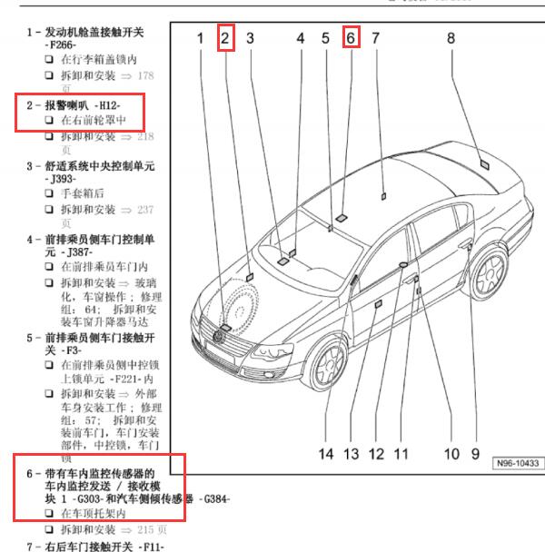 2010年大众迈腾车内监控模块位置