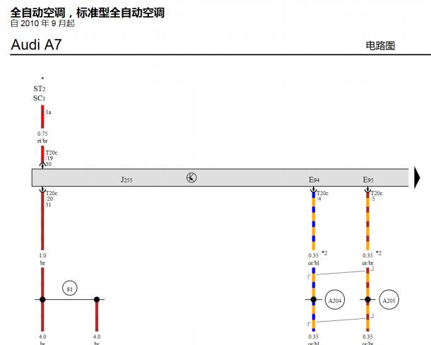 2012年奥迪A7 Sportback空调电路图