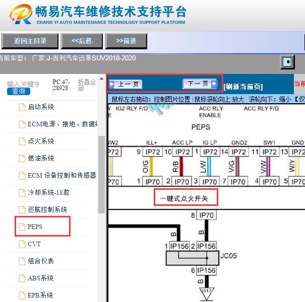 2018-2020年吉利远景SUV一键启动电路图