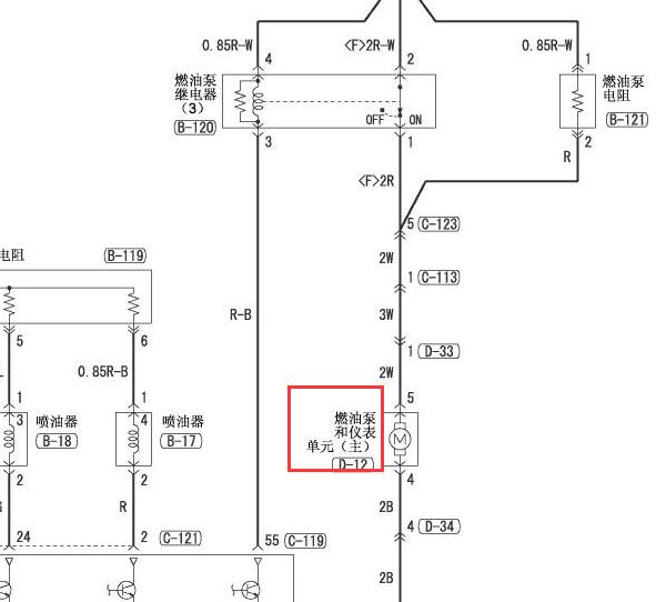2007年三菱蓝瑟发动机油浮子电路图