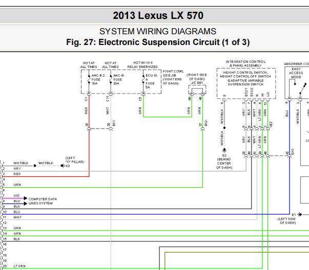 2013年雷克萨斯LX570悬挂电路图