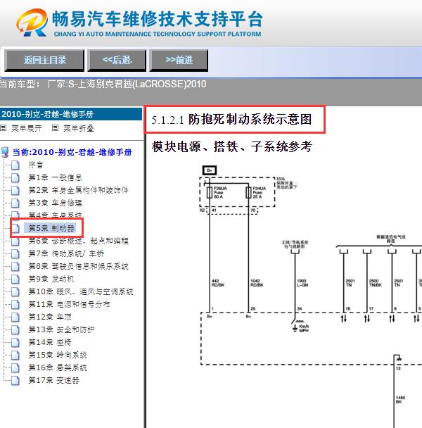 2010年别克君越ABS电路图