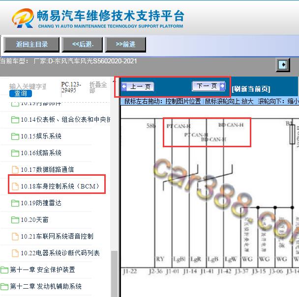 2020-2021年东风风光S560网络通讯相关电路图