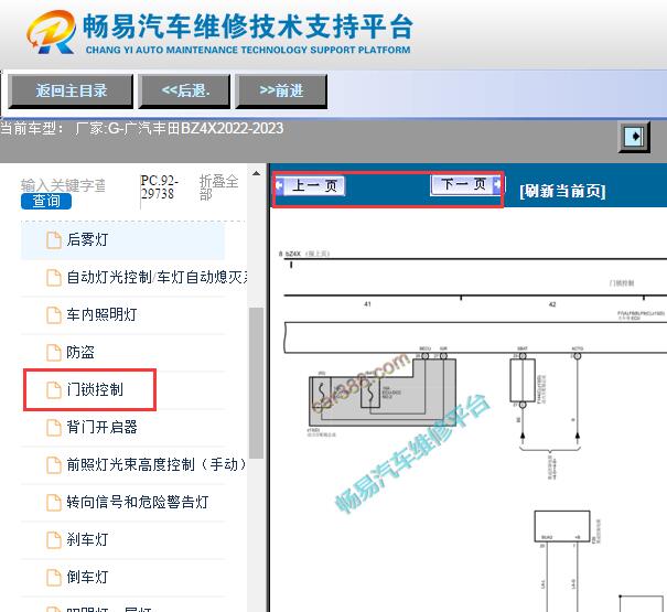 2022-2023年广汽丰田BZ4X门锁电路图