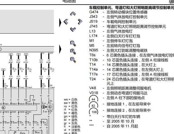 2009年奥迪A6大灯高度传感器电路图