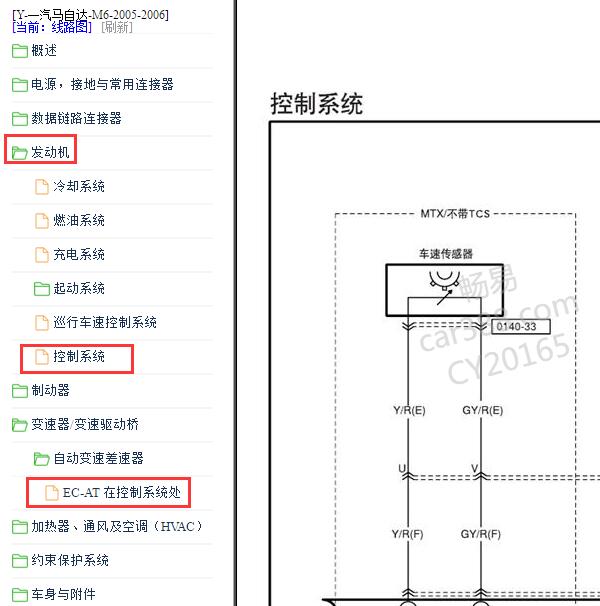 2005-2008年马自达6发动机变速箱电路图