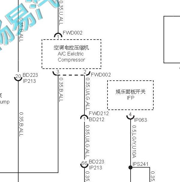 2017年荣威E950 空调压缩机电路图