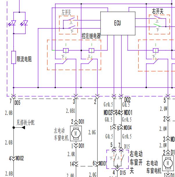 2008年江淮瑞风祥和玻璃升降器电路图