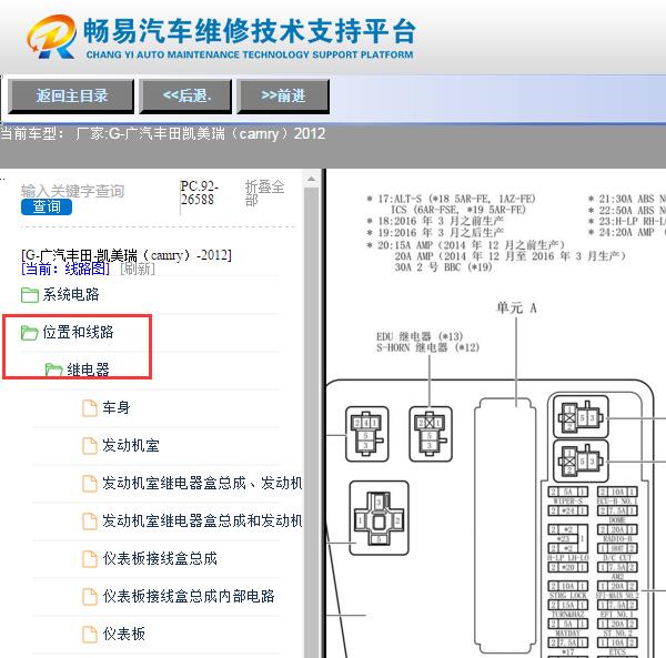 2012年丰田凯美瑞发动机接线盒集成继电器盒针脚图