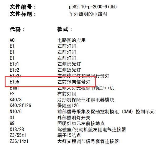 2020年奔驰E260L转向灯电路图