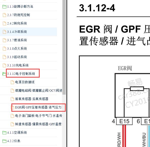 2019-2021年年长安汽车-睿行M60发动机EGR阀电路图