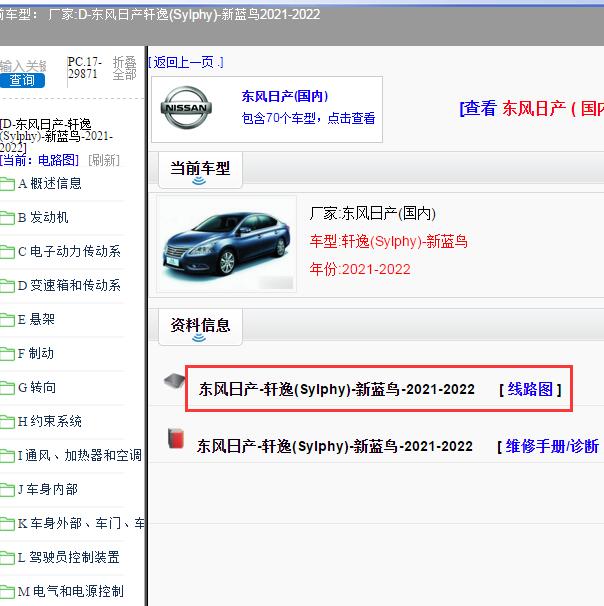 2021-2022年东风日产轩逸（Sylphy）新蓝鸟全车电路图