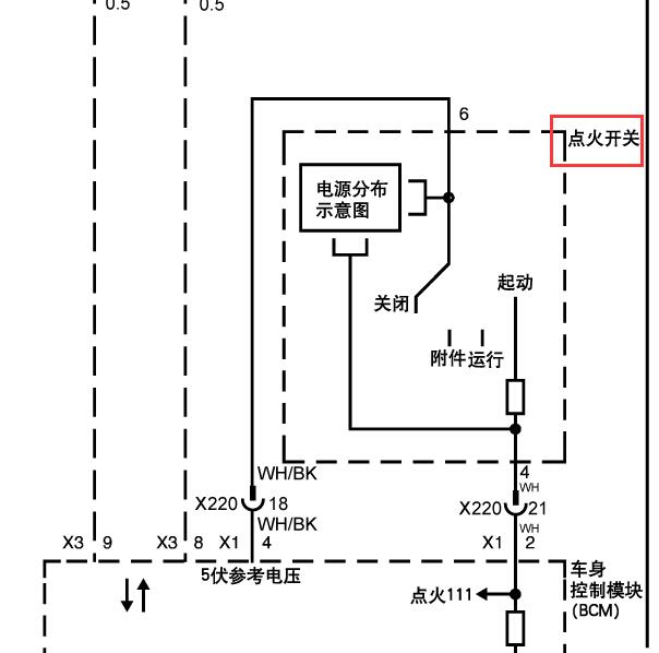 2008年别克林荫大道点火开关电路图