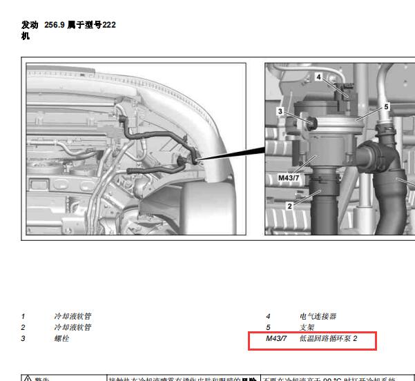 2020年奔驰S350L冷却液循环泵2的安装位置