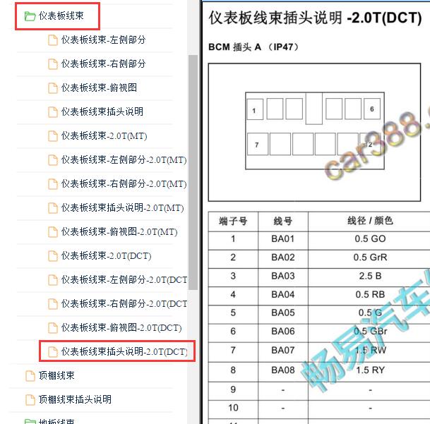2015年众泰T600 BCM针脚
