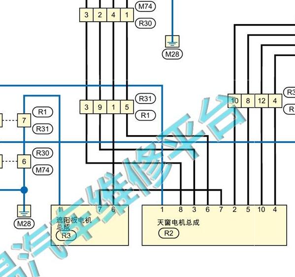 2019年日产天籁天窗电机电路图