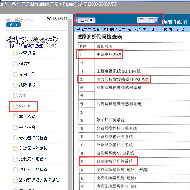 2000-2003年三菱帕杰罗11,21,35故障码维修手册