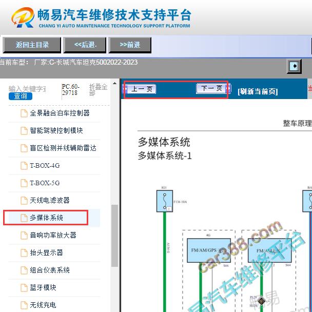 2022-2023年长城坦克500多媒体电路图