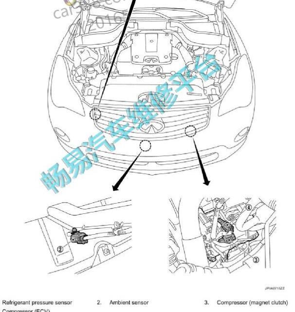 19年英菲尼迪QX50室外温度传感器位置图