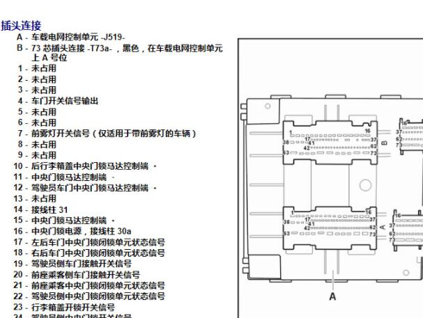 2013年大众桑塔纳网关电脑针脚资料