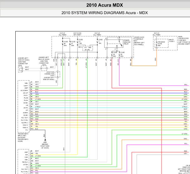 2010年讴歌MDX车窗电路图资料