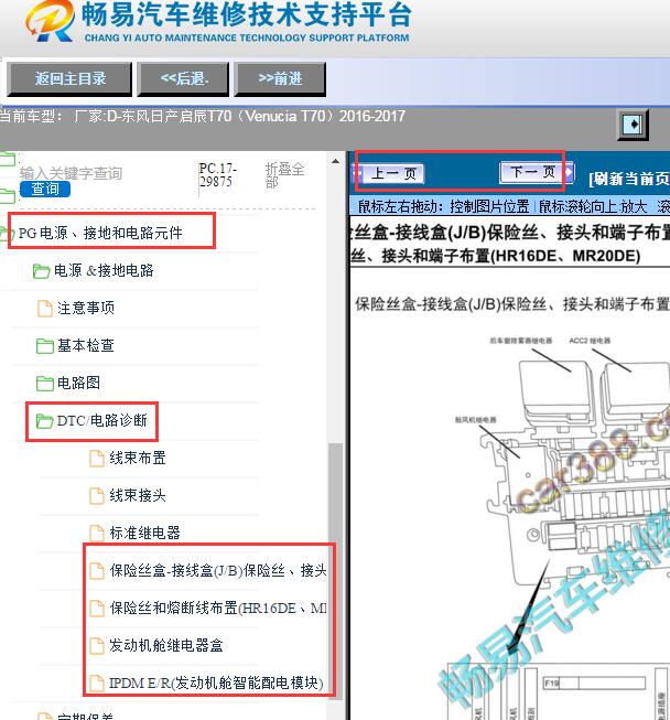 2016-2017年日产启辰T70保险丝继电器资料