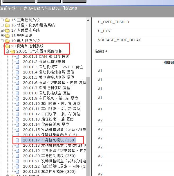 2018年观致汽车-观致3五门版BCN针脚定义