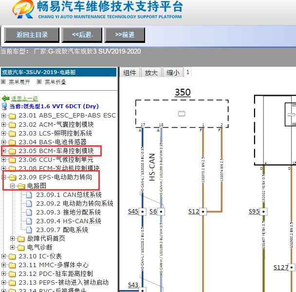 2019-2020年观致汽车-观致3 SUV转向及车身电路图