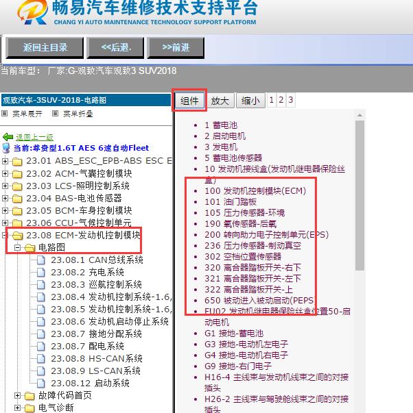 2018年观致汽车-观致3 SUV电路图代码说明