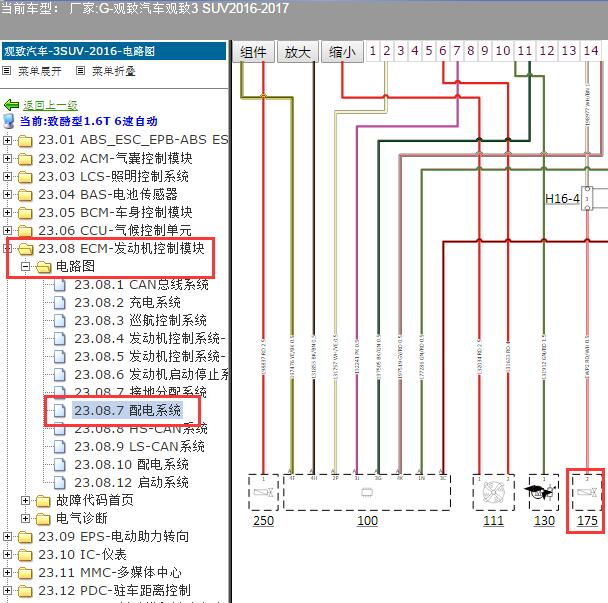 2016-2017年观致汽车-观致3 SUV电子水泵电路图