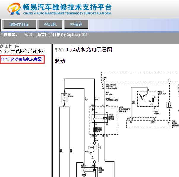 2011年雪佛兰科帕奇发动机起动电路图