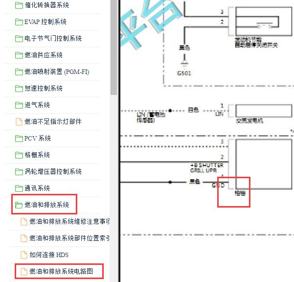 2019年本田雅阁进气格栅电路图