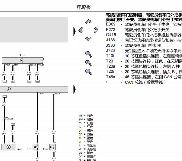 2007年奥迪A6L门锁电路图