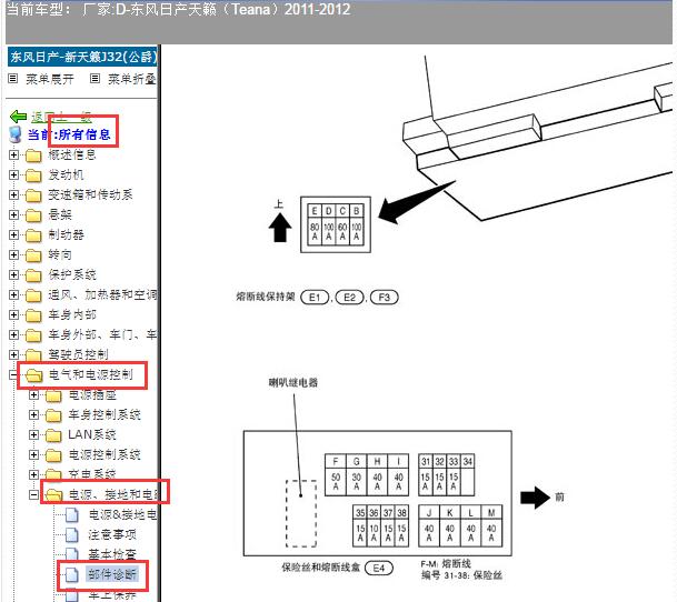 2011-2012年日产天籁保险丝资料