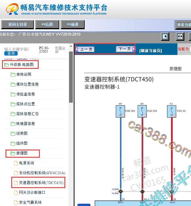 2018-2019年长城WEY VV7变速箱电路图