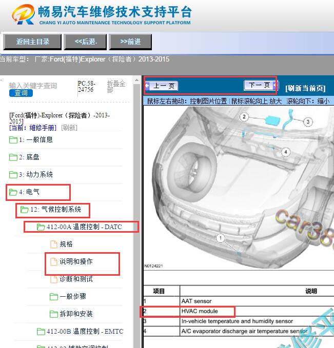 2013-2015年福特探险者空调部件位置