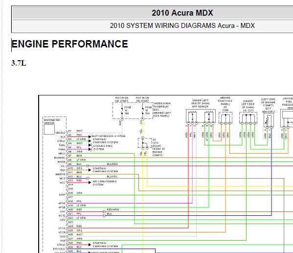 2010年讴歌MDX发动机电路图