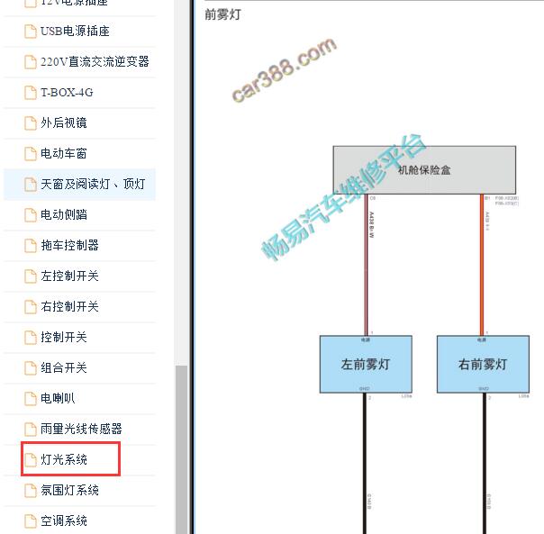 2021年长城坦克300灯光电路图