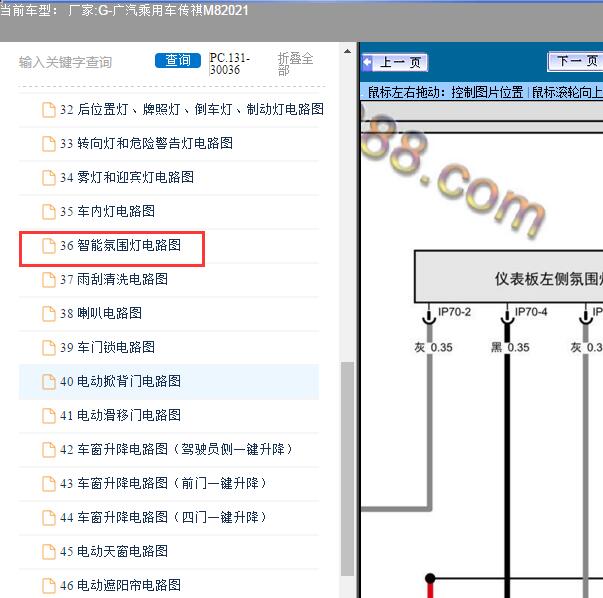 2021年广汽乘用车-传祺M8氛围灯电路图