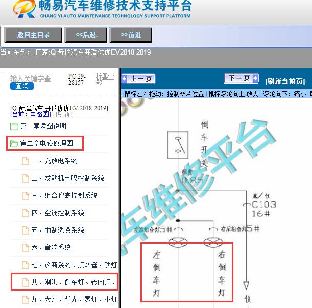 2018年奇瑞开瑞优优EV倒车灯电路图