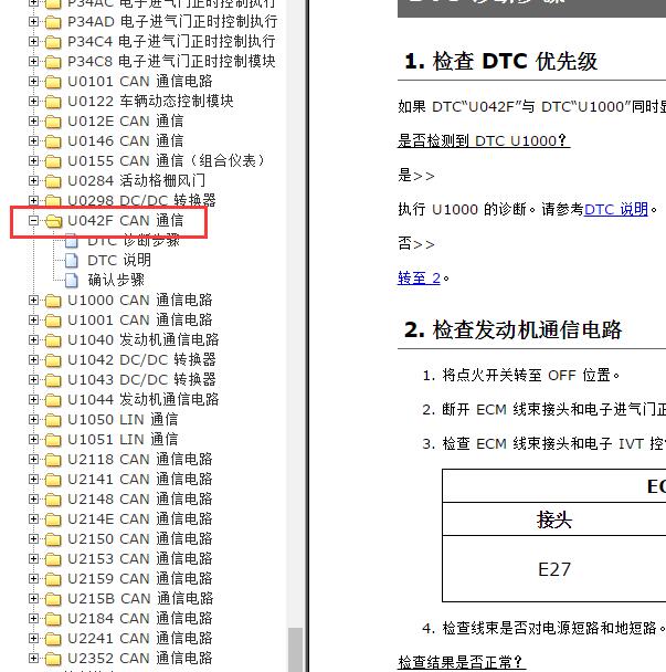 2019-2020年日产轩逸U042F故障码资料