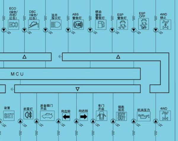 2012年起亚智跑空调车窗室内灯和仪表照明灯电路图