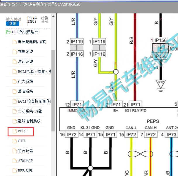 2018-2020年吉利远景SUV（X6）PEPS电路图