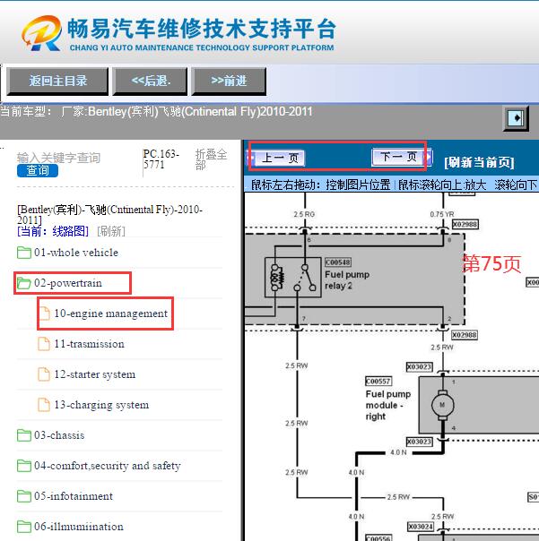 2010-2011年宾利飞驰发动机油泵电路图