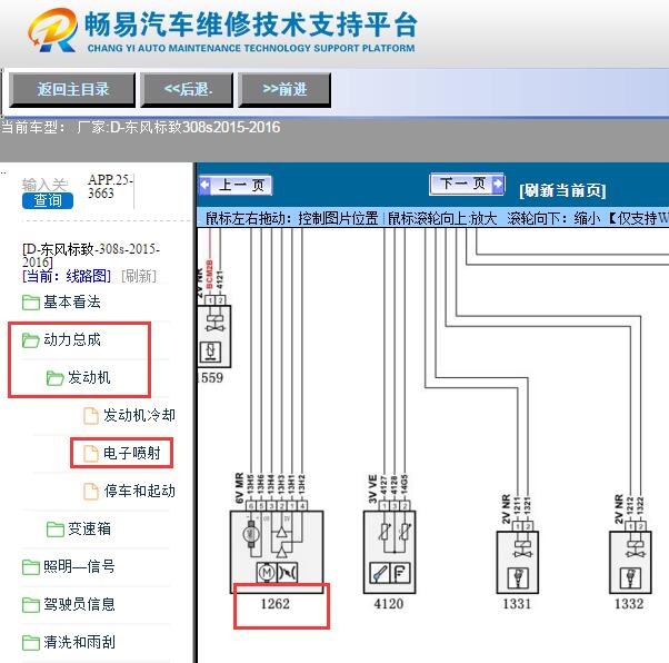 2015年东风标致308S发动机节气门电路图