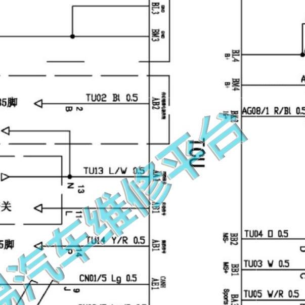 2016-2017年长安CS15 变速箱电路图