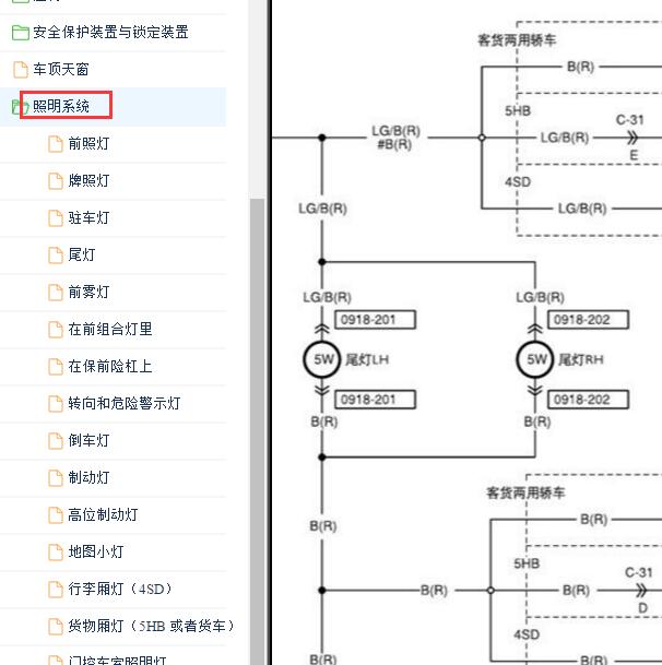 2005-2008年马自达M6 尾灯电路图.