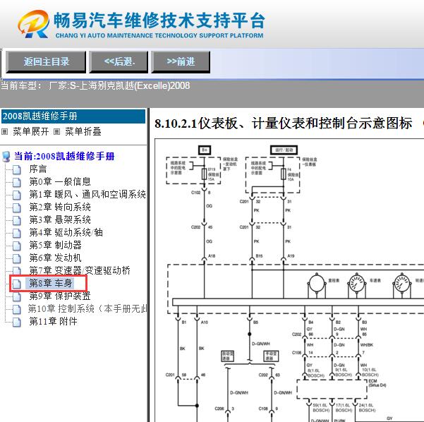 2008年别克凯越仪表电路图