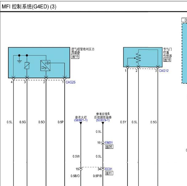 2010年现代伊兰特G4ED发动机进气压力电路图