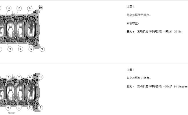 2015年沃尔沃XC60发动机曲柄连杆装置拆装和扭矩